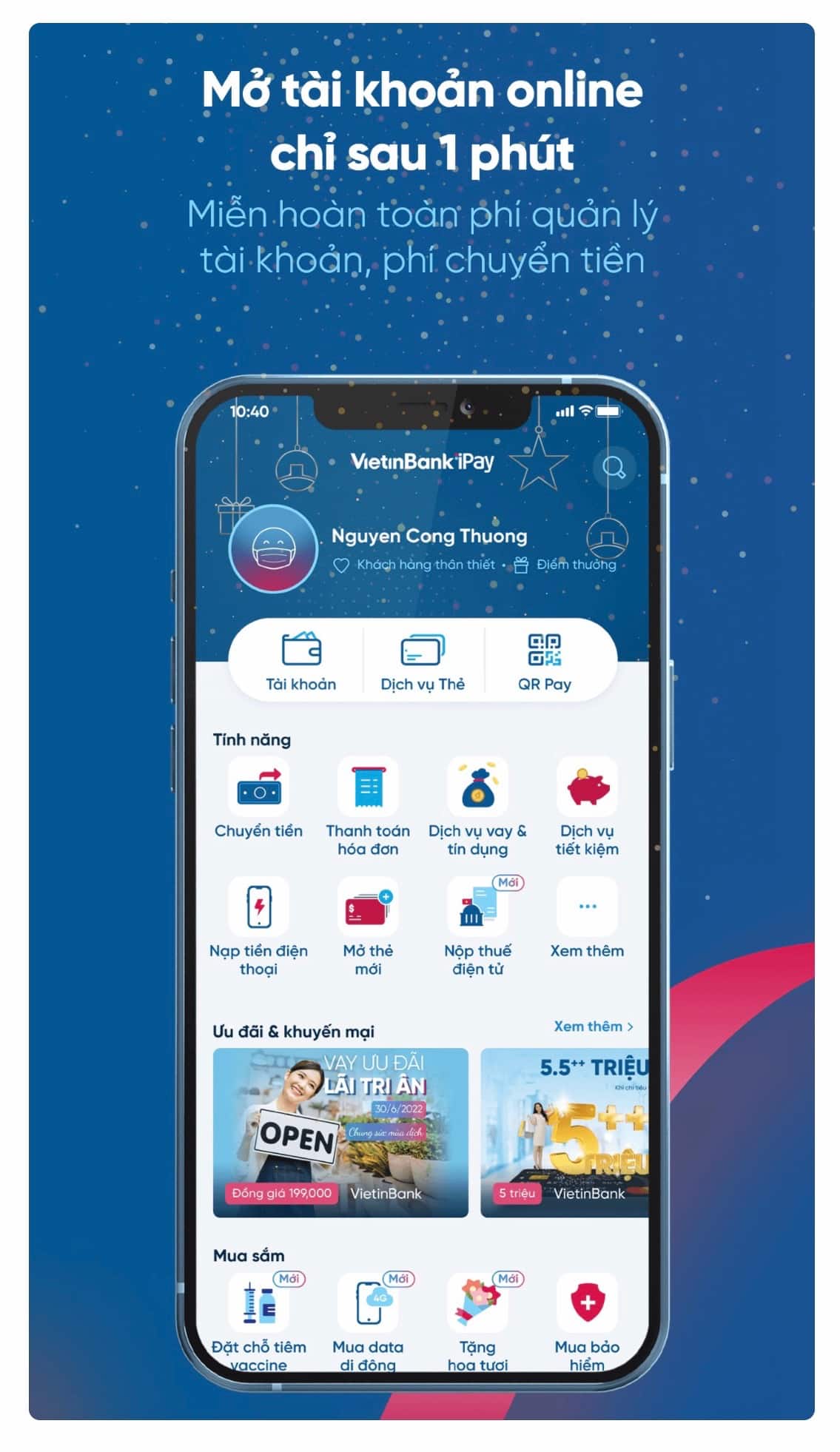 Chỉ cần tải App ngân hàng số Vietinbank iPay về điện thoại là bạn có thể sử dụng hàng trăm tiện ích từ ứng dụng này.