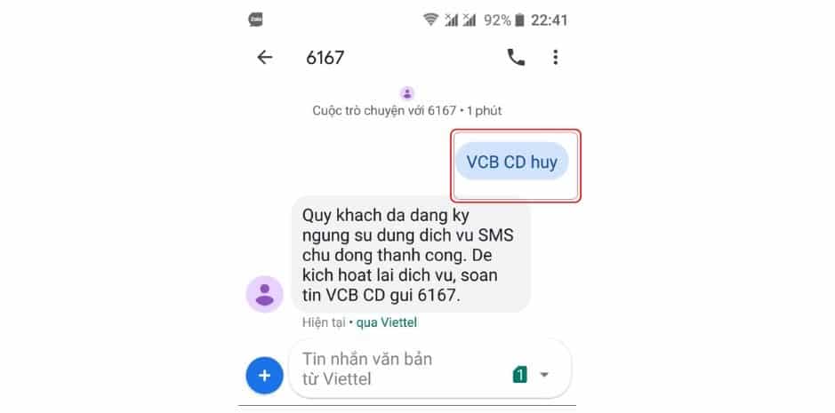 huy sms banking vietcombank 2