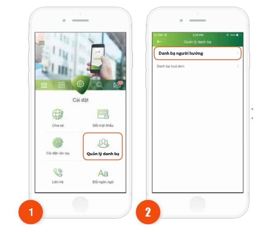 Cách xóa danh bạ thụ hưởng trên Vietcombank trên điện thoại 5 cach xoa danh ba thu huong tren vietcombank 2