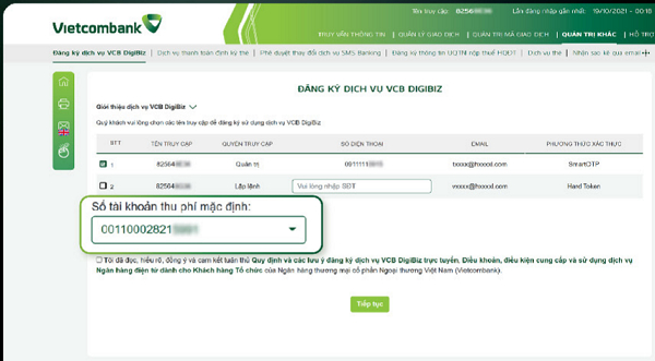 đăng nhập Vietcombank digibiz