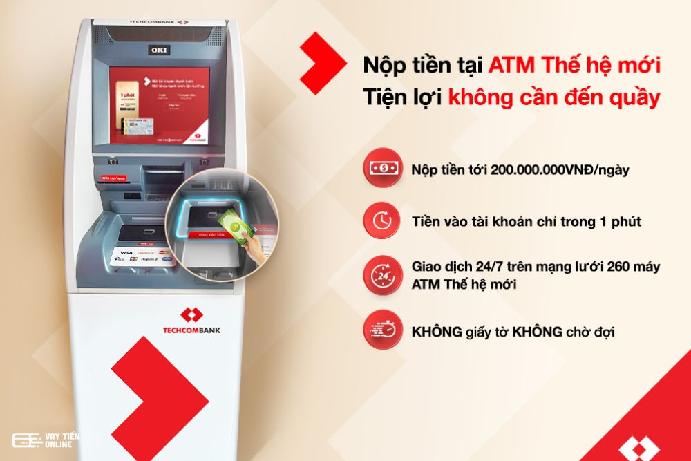 nộp tiền tại cây ATM Techcombank