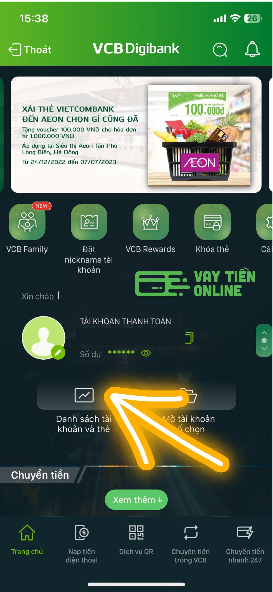 Tra cứu chi nhánh ngân hàng Vietcombank bước 1