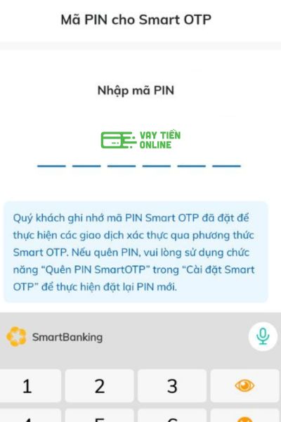 Nhập mã PIN mới cho Smart OTP BIDV và xác nhận lần 2.