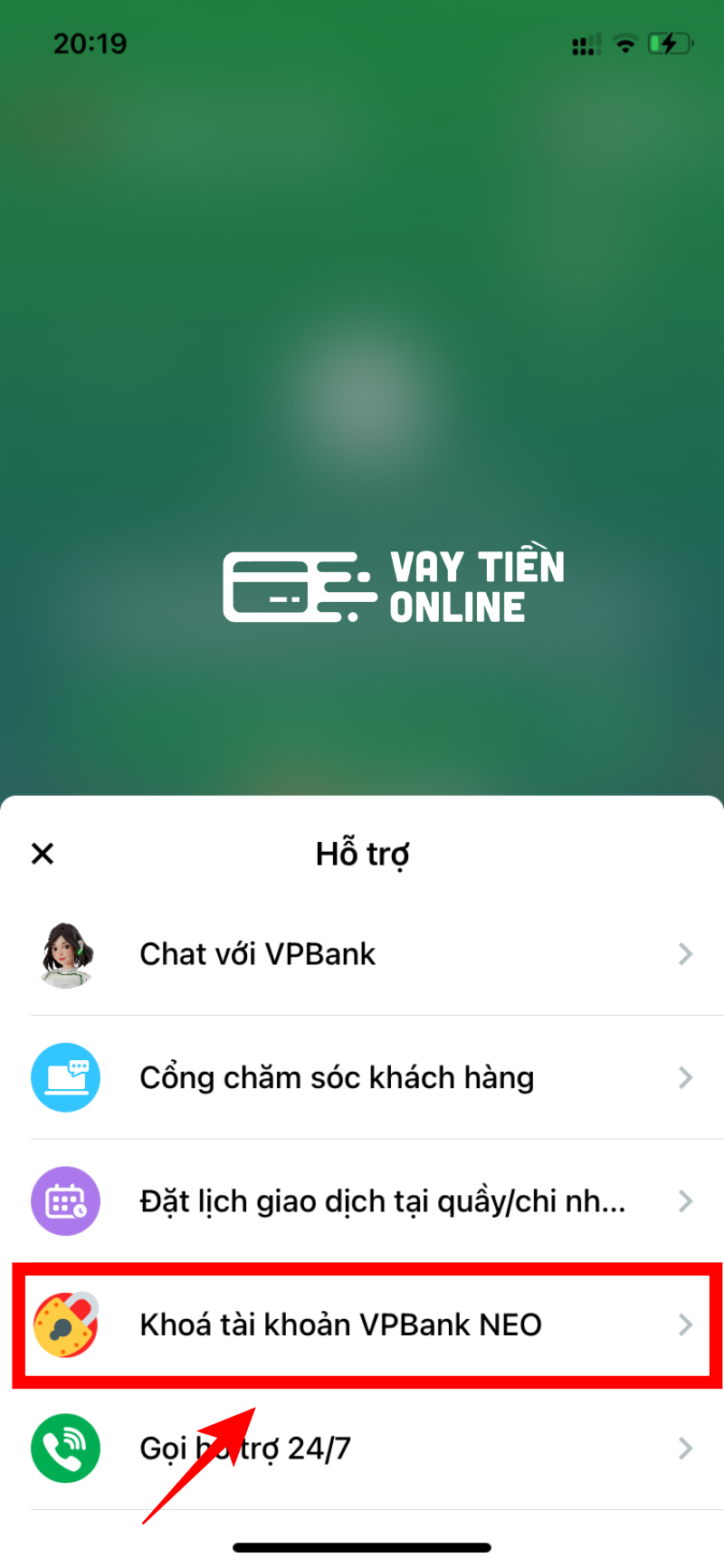 Cach khoa the tin dung VPBank qua app 2