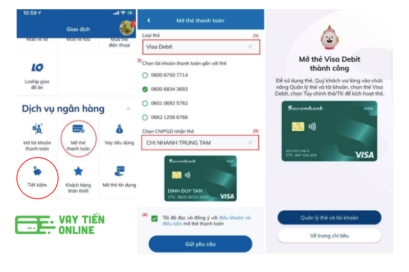 Thẻ visa Sacombank - Điều kiện, cách đăng ký nhanh chóng 11 Mo the visa Sacombank qua app 3
